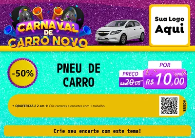 Modelo de Cartaz para Cartaz A4 Horizontal com o tema Carnaval de Carro Novo para Auto peças