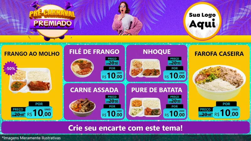 Modelo de TV para TV Horizontal com o tema Pré-Carnaval Premiado para Restaurante