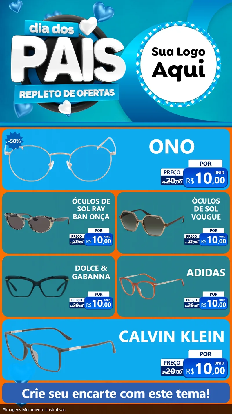 Modelo de TV para TV Vertical com o tema Dia Dos Pais Repleto de Ofertas para Óticas