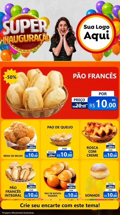 Modelo de Rede Social para Stories com o tema Super Inauguração para Padaria