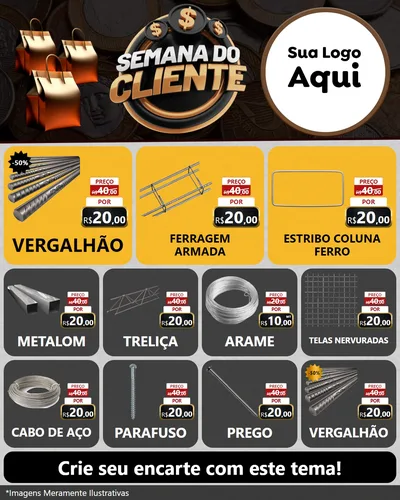 Modelo de Rede Social para Feed Instagram com o tema Semana do Cliente para Ferragens