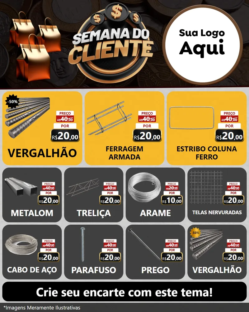 Modelo de Rede Social para Feed Instagram com o tema Semana do Cliente para Ferragens