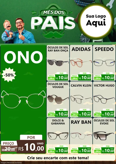 Modelo de Encarte para Encarte A4 Vertical com o tema Mês dos Pais para Óticas