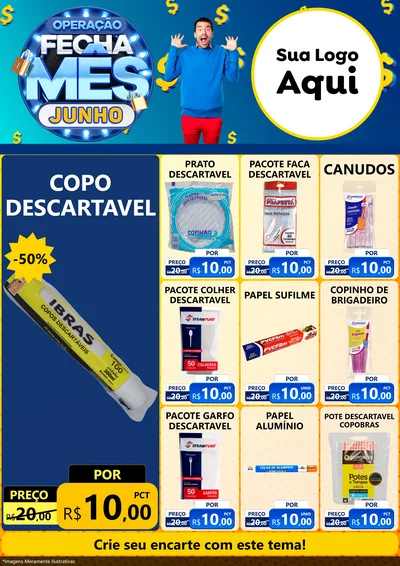 Modelo de Encarte para Encarte A4 Vertical com o tema Operação Fecha Mês, Junho para Embalagens