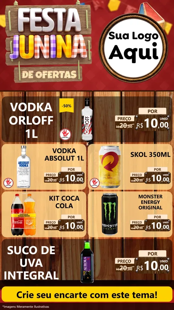 Modelo de TV para TV Vertical com o tema Festa Junina de Ofertas para Distribuidora de bebidas