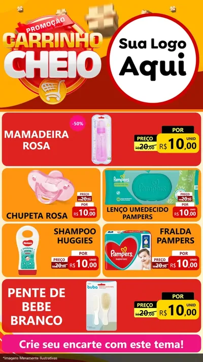 Modelo de TV para TV Vertical com o tema Promoção carrinho cheio para Bebês