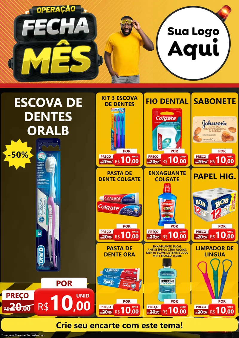 Modelo de Encarte para Encarte A4 Vertical com o tema Operação Fecha Mês para Higiene Pessoal