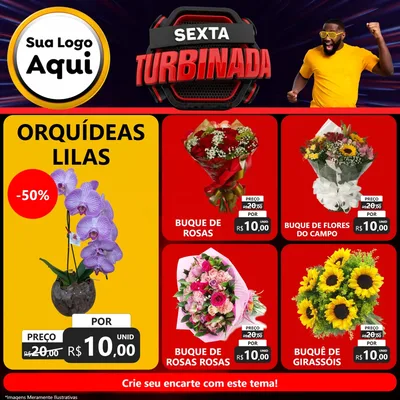 Modelo de Rede Social para Feed Facebook com o tema Sexta Turbinada para Floricultura e jardim