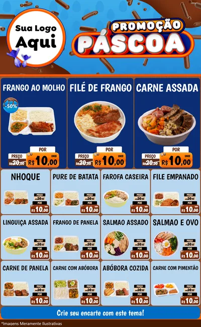 Modelo de Encarte para Encarte Grande com o tema Promoção Páscoa para Restaurante