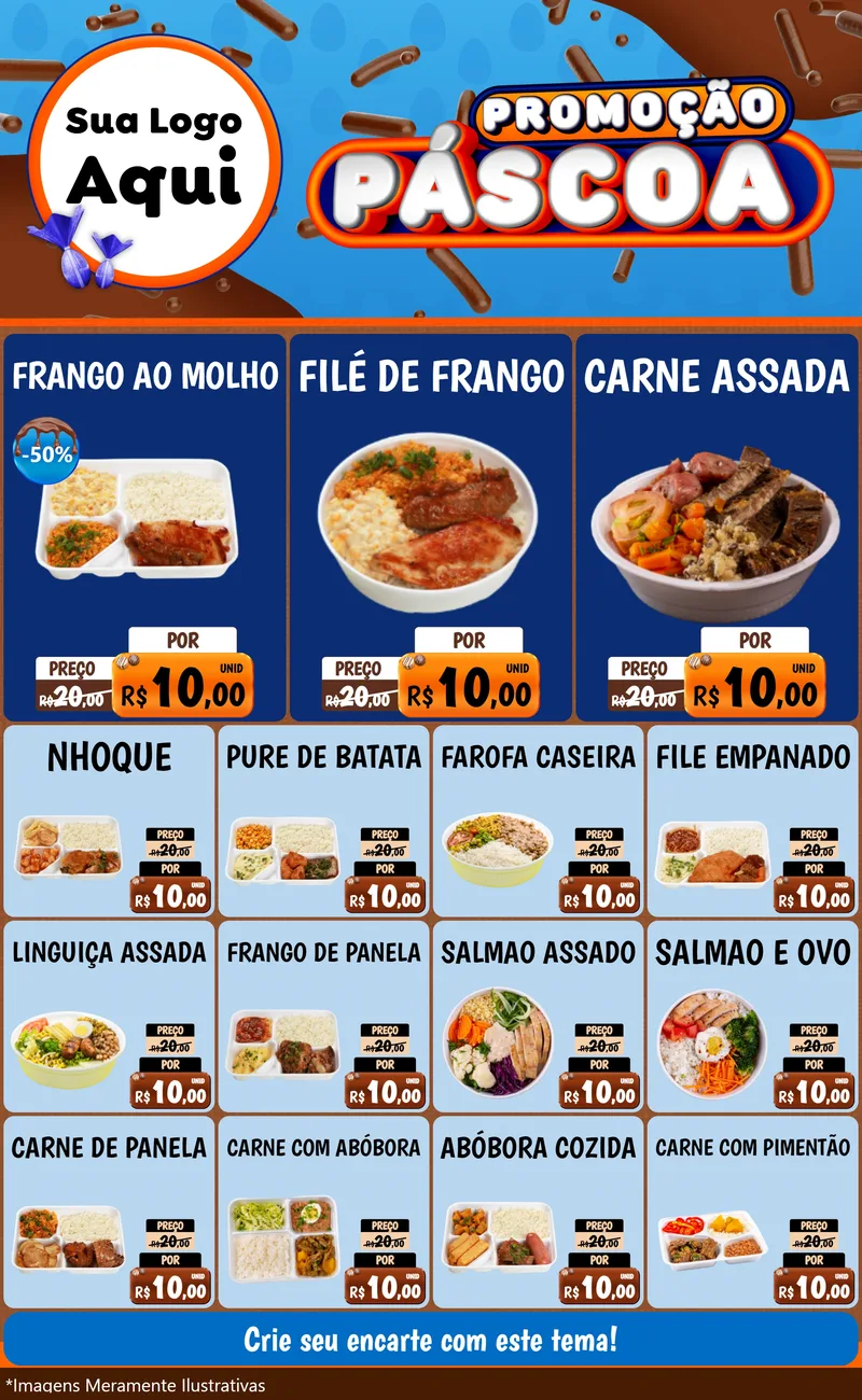 Modelo de Encarte para Encarte Grande com o tema Promoção Páscoa para Restaurante