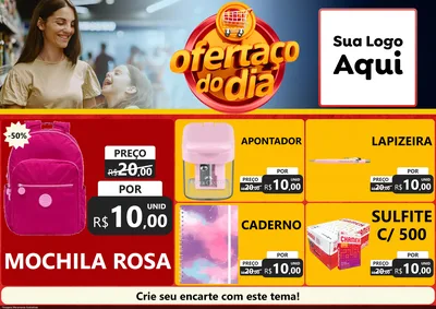 Modelo de Encarte para Encarte A4 Horizontal com o tema Ofertaço Do Dia para Papelaria