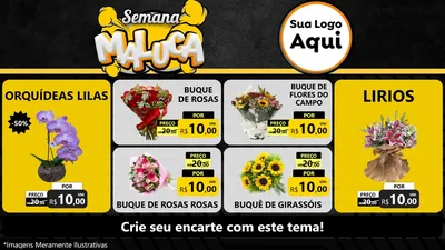 Modelo de TV para TV Horizontal com o tema Semana Maluca para Floricultura e jardim