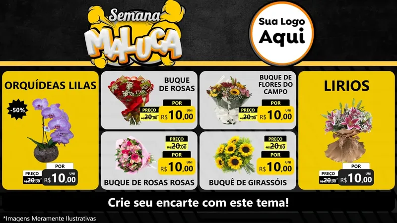 Modelo de TV para TV Horizontal com o tema Semana Maluca para Floricultura e jardim