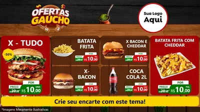 Modelo de TV para TV Horizontal com o tema Ofertas Dia do Gaúcho para Hamburgueria