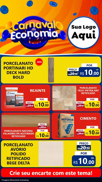 Modelo de TV para TV Vertical com o tema Carnaval da Economia para Pisos e revestimentos