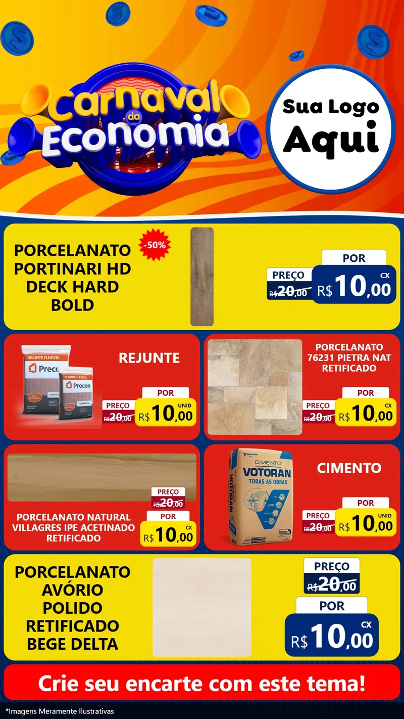 Modelo de TV para TV Vertical com o tema Carnaval da Economia para Pisos e revestimentos