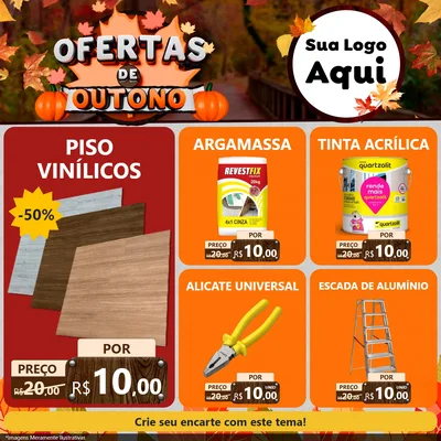 Modelo de Rede Social para Feed Facebook com o tema Ofertas de Outono para Material para Construção