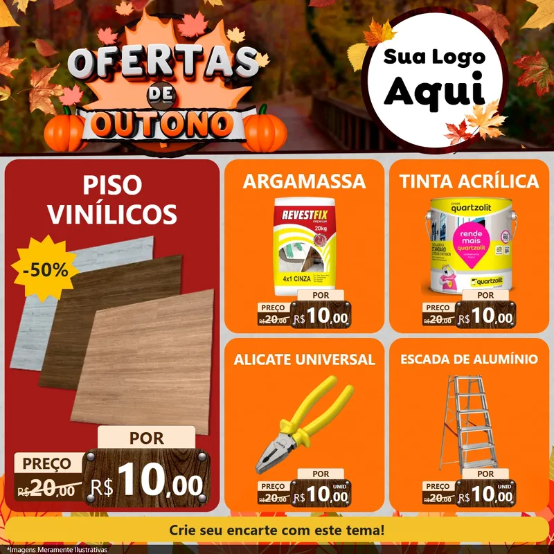 Modelo de Rede Social para Feed Facebook com o tema Ofertas de Outono para Material para Construção
