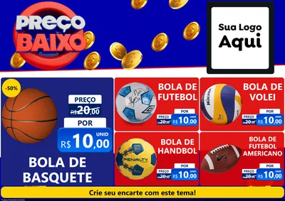 Modelo de Encarte para Encarte A4 Horizontal com o tema Preço Baixo para Artigos Esportivos
