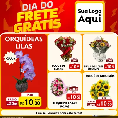 Modelo de Rede Social para Feed Facebook com o tema Dia do Frete Grátis para Floricultura e jardim