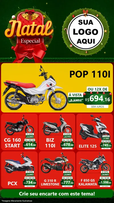 Modelo de Rede Social para Stories com o tema Natal Especial para Concessionaria de Motos