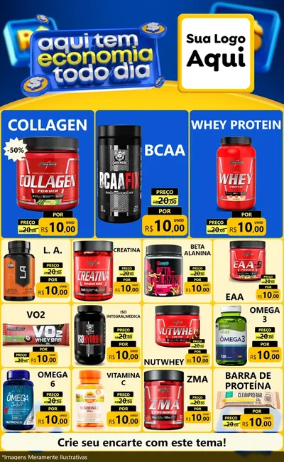 Modelo de Encarte para Encarte Grande com o tema Aqui Tem Economia Todo Dia para Suplementos alimentares