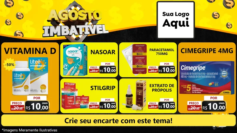 Modelo de TV para TV Horizontal com o tema Agosto Imbatível para Farmácia