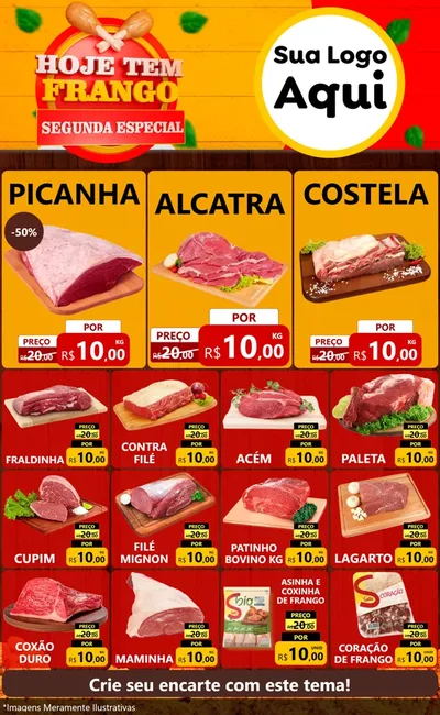 Modelo de Encarte para Encarte Grande com o tema Hoje tem Frango Segunda Especial para Açougue