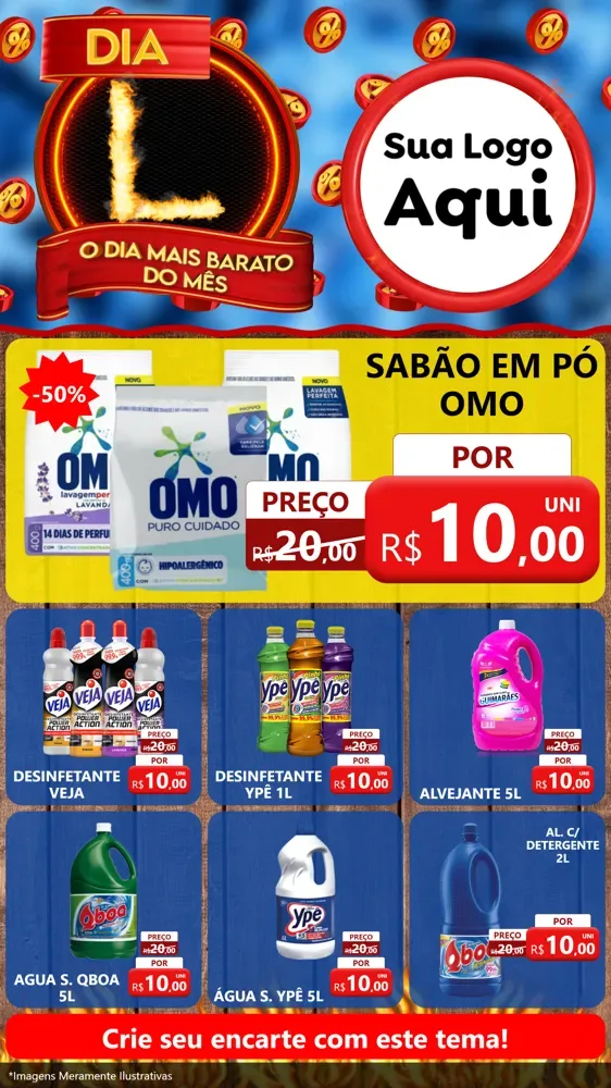Modelo de Rede Social para Stories com o tema Dia L - O Dia Mais Barato Do Mês para Produtos de Limpeza