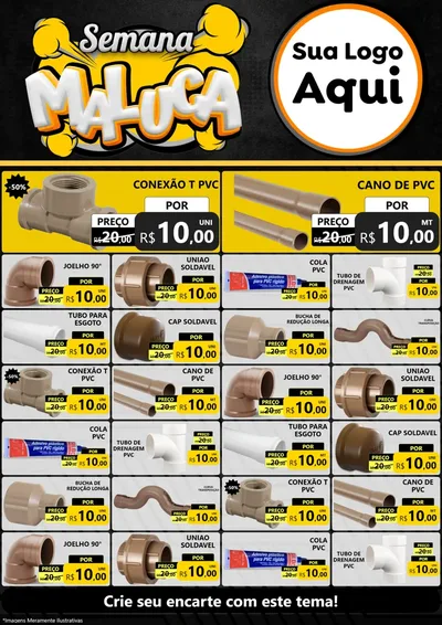 Modelo de Encarte para Encarte A4 Vertical com o tema Semana Maluca para Tubos e conexões