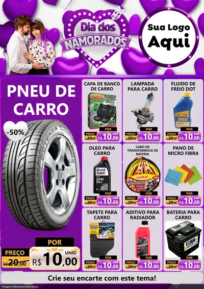 Modelo de Encarte para Encarte A4 Vertical com o tema Dia dos Namorados para Auto peças
