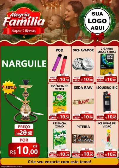 Modelo de Encarte para Encarte A4 Vertical com o tema Alegria Em Família - Super Ofertas para Tabacaria