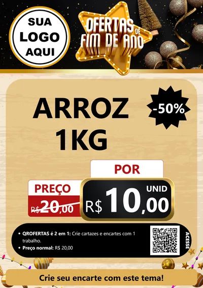 Modelo de Cartaz para Cartaz A4 Vertical com o tema Ofertas de Fim de Ano para Supermercado