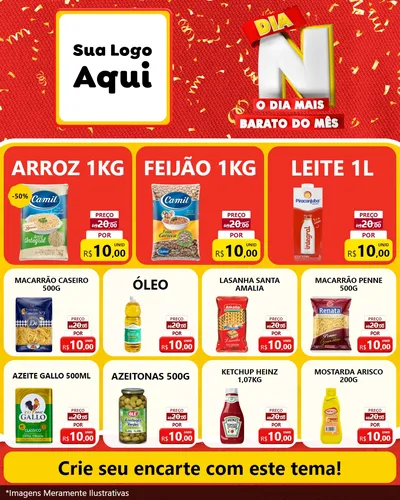 Modelo de Rede Social para Feed Instagram com o tema Dia N o Dia Mais Barato do Mês para Supermercado
