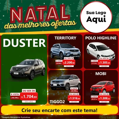 Modelo de Rede Social para Feed Facebook com o tema Natal das Melhores Ofertas para Concessionaria de Carros