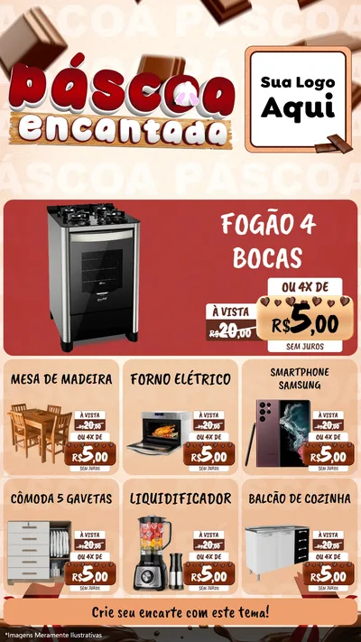 Modelo de Rede Social para Stories com o tema Páscoa Encantada para Móveis e Eletro