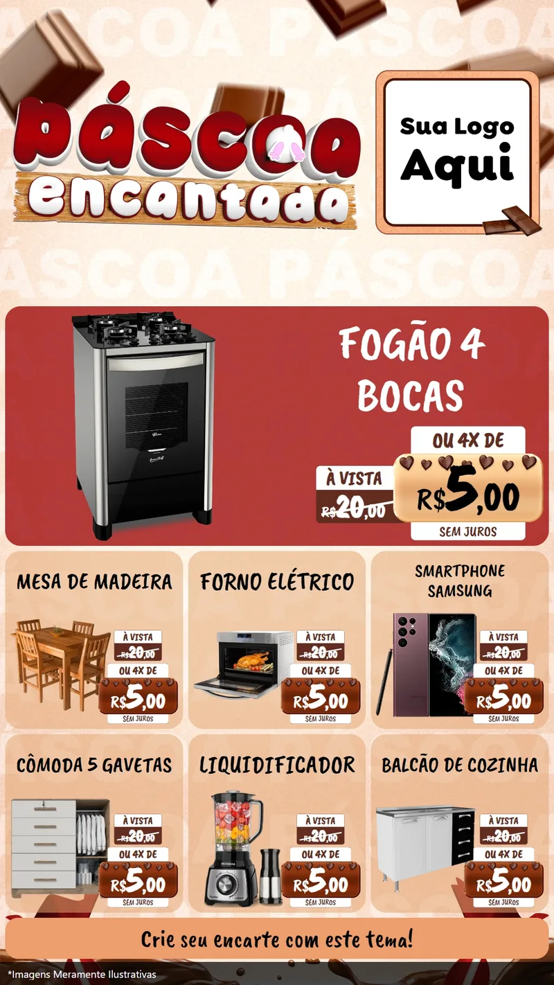 Modelo de Rede Social para Stories com o tema Páscoa Encantada para Móveis e Eletro
