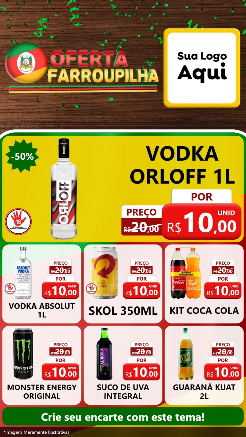 Modelo de Rede Social para Stories com o tema Oferta Farroupilha para Distribuidora de bebidas