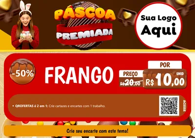 Modelo de Cartaz para Cartaz A4 Horizontal com o tema Páscoa Premiada para Assados