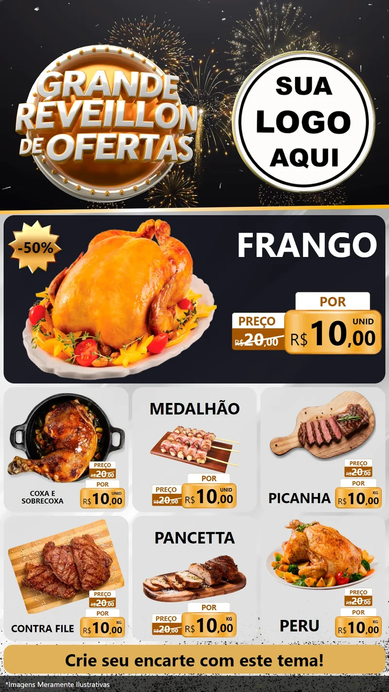 Modelo de Rede Social para Stories com o tema Grande Réveillon de Ofertas para Assados