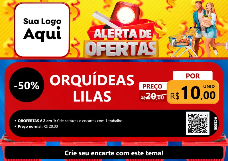 Modelo de Cartaz para Cartaz A4 Horizontal com o tema Alerta de Ofertas para Floricultura e jardim