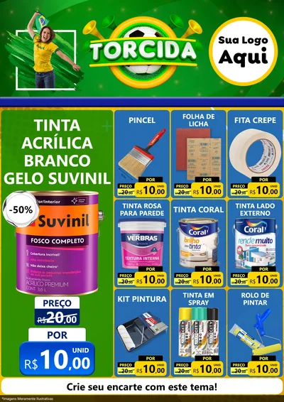 Modelo de Encarte para Encarte A4 Vertical com o tema Torcida para Tintas e Ferramentas