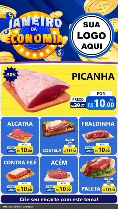 Modelo de Rede Social para Stories com o tema Janeiro da Economia para Açougue