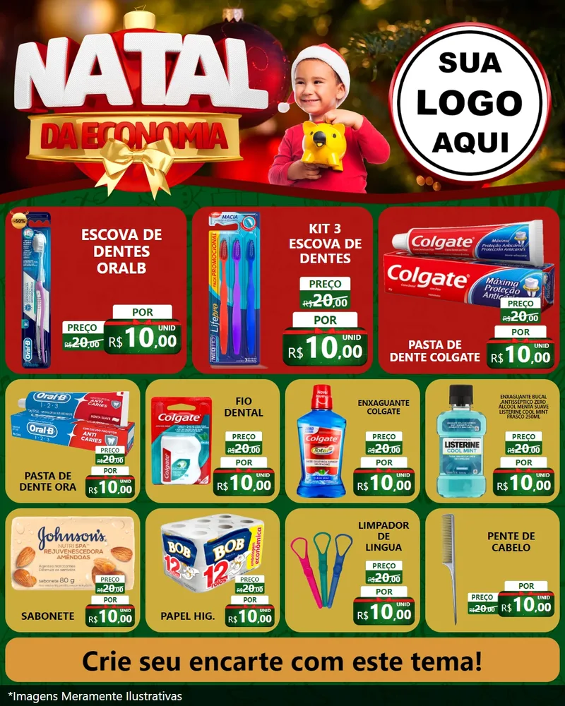 Modelo de Rede Social para Feed Instagram com o tema Natal da Economia para Higiene Pessoal
