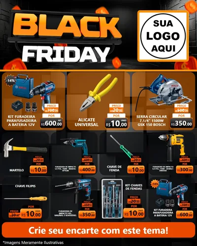 Modelo de Rede Social para Feed Instagram com o tema Black Friday para Maquinas e Ferramentas