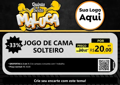 Modelo de Cartaz para Cartaz A4 Horizontal com o tema Quinta e Sexta Maluca para Cama, Mesa e Banho