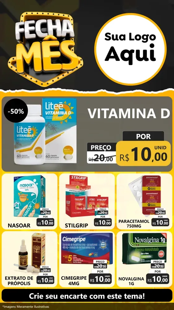 Modelo de Rede Social para Stories com o tema Fecha Mês para Farmácia