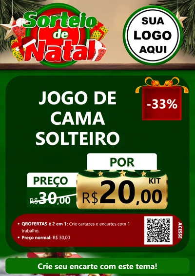 Modelo de Cartaz para Cartaz A4 Vertical com o tema Sorteio de Natal para Cama, Mesa e Banho