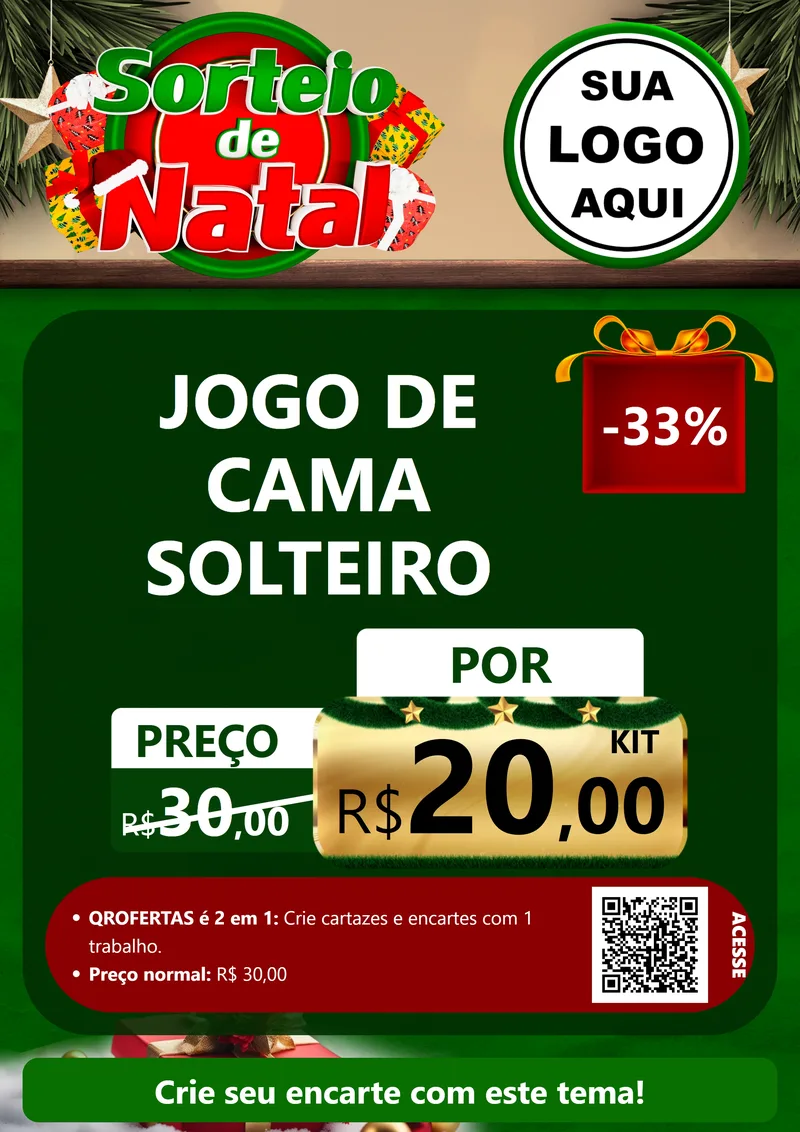 Modelo de Cartaz para Cartaz A4 Vertical com o tema Sorteio de Natal para Cama, Mesa e Banho