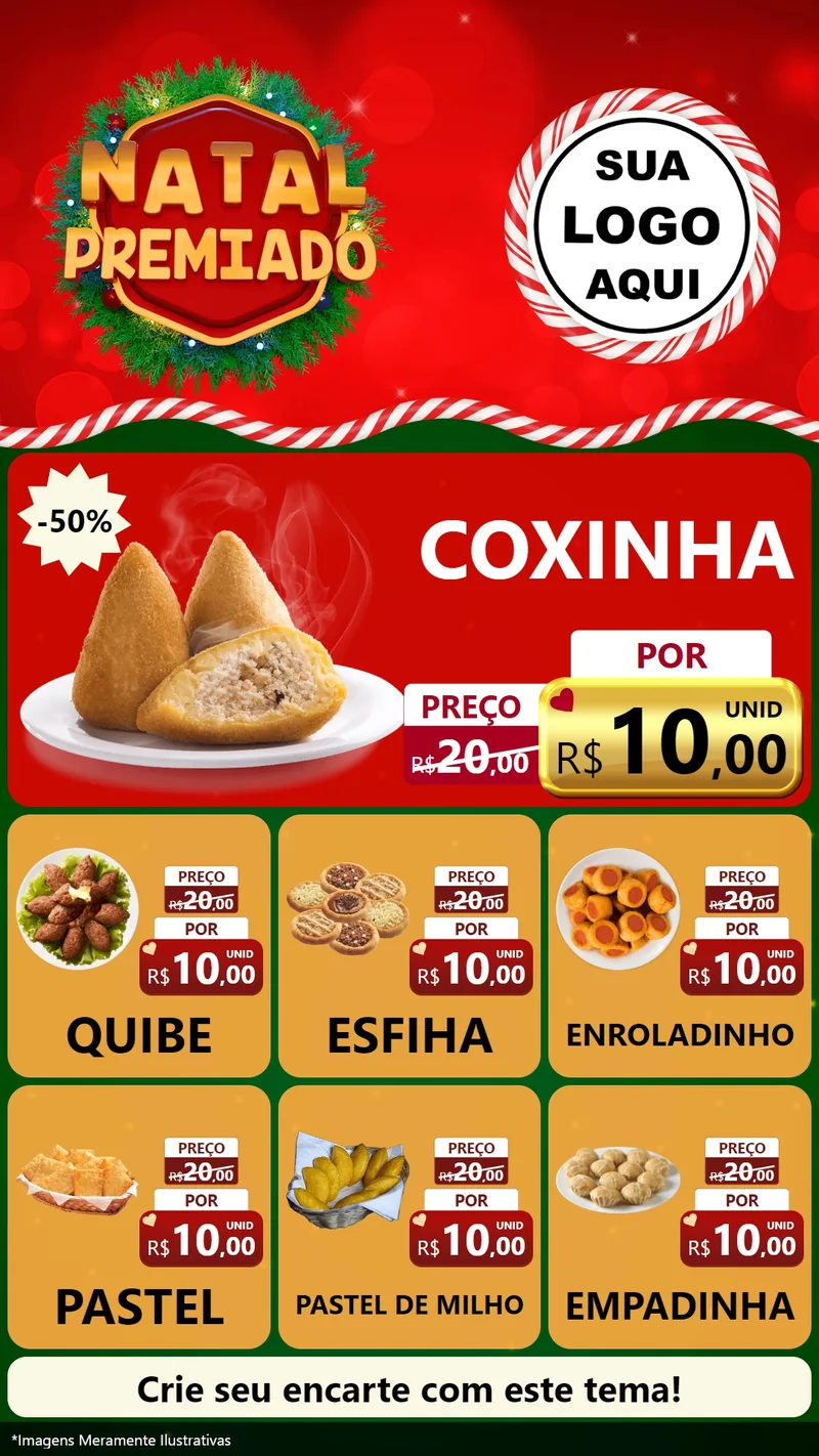 Modelo de Rede Social para Stories com o tema Natal Premiado para Salgadaria